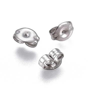304 Stainless Steel Ear Nuts, Friction Earring Backs for Stud Earrings, Stainless Steel Color, 6x4.5x3mm, Hole: 0.8mm