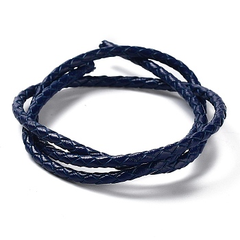 Braided Leather Cord, Prussian Blue, 3mm, 50yards/bundle