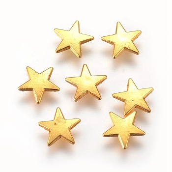Zinc Alloy Cabochons, for DIY Crystal Epoxy Resin Material Filling, Star, Golden, 7.5x8x1mm