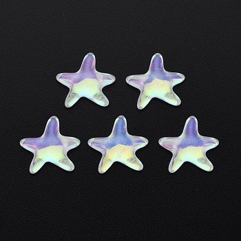 Translucent Electroplated Glass Cabochons, Starfish, Medium Orchid, 17.5x18x4.5mm
