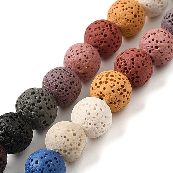 Natural Lava Rock Bead Strands, Dyed, Round, Mixed Color, 8mm, Hole: about 2mm, about 52pcs/strand, 15.5 inch