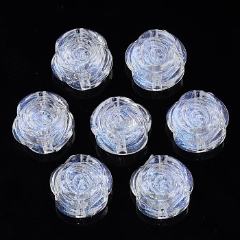 Transparent Acrylic Beads, Glitter Powder, Flower, Clear, 16.5x17x8mm, Hole: 2mm, about 440pcs/500g
