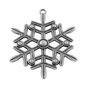 Tibetan Style Alloy Snowflake Big Pendants, Cadmium Free & Lead Free, Antique Silver, 58x47x3mm, Hole: 3mm