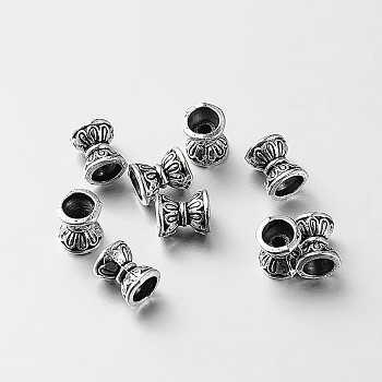 Tibetan Style Alloy Double Sided Bead Cones, Bicone, Antique Silver, 6.5x5mm, Hole: 1.5~3.5mm