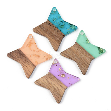 Mixed Color Star Resin+Wood Pendants