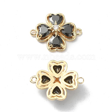 Brass Pave Clear Cubic Zirconia Connector Charms(KK-B072-09G)-2