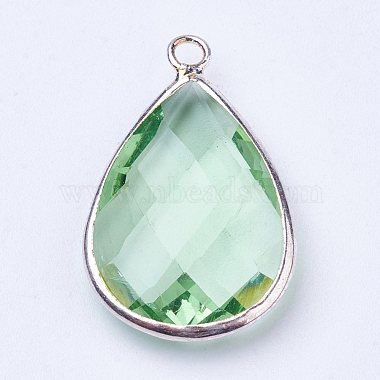 Silver Color Plated Brass Glass teardrop(X-GLAA-M006-A-01S)-2