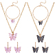 Plastic Butterfly Pendant Necklace & Bracelet & Dangle Leverback Earrings(SJEW-AN0001-33)-1