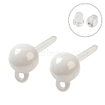 Hypoallergenic Bioceramics Zirconia Ceramic Ear Hooks, No Fading, Nickel Free, Round, White, 16.5mm, Hole: 1mm, Pin: 11x1mm(X-EJEW-F340-12)