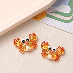 Marine Organism Theme Resin Cabochons, with Glitter Powder, Crab, 20x30mm(PW-WG8E4B4-01)