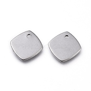 201 Stainless Steel Charms, Laser Cut, Rhombus, Stainless Steel Color, 11.5x11.5x1mm, Hole: 1.2mm(STAS-L232-087P)