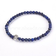 Natural Lapis Lazuli(Dyed) Stretch Bracelets, with Alloy Buddha Beads, 2-1/8 inch(5.4cm)(BJEW-JB03939-08)