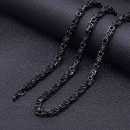 Titanium Steel Byzantine Chains Necklaces for Men, Black, 27.56 inch(70cm)(FS-WG56795-60)