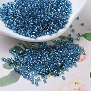 MIYUKI Delica Beads Small, Cylinder, Japanese Seed Beads, 15/0, (DBS0149) Silver Lined Capri Blue, 1.1x1.3mm, Hole: 0.7mm, about 3500pcs/10g(X-SEED-J020-DBS0149)