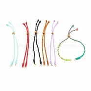 Braided Nylon Thread Braided Cord Bracelet, with Ion Plating(IP) 202 Stainless Steel Beads, for Slider Bracelets Making, Mixed Color, 5-3/8 inch(13.5cm), 0.25cm(AJEW-JB01121)