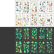 Anmial Theme, Luminous Removable Temporary Water Proof Tattoos Paper Stickers, Animal Pattern, 6.8x12cm, 10style, 1sheet/style, 10sheet/set(ANIM-PW0004-05)