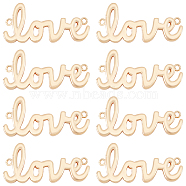 12Pcs Brass Connector Charms, Nickel Free, Word Love Links, Real 18K Gold Plated, 25x11.5x2mm, Hole: 0.5mm(KK-BC0010-78)