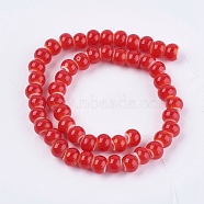 Lampwork Beads, Rondelle, Red, 8~8.5x6.5~7mm, Hole: 3mm(LAMP-F012-D05)