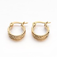 Golden Plated 304 Stainless Steel Hoop Earrings, 16x4x13.5mm, Pin: 1x0.5mm(X-EJEW-E158-21G)