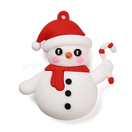 Christmas PVC Plastic Big Pendants, Snowman, 52.5x46x19.5mm, Hole: 2mm(KY-D018-02C)