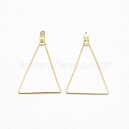 Brass Links connectors, Triangle, Real 18K Gold Plated, 50x34x1mm, Hole: 1mm(KK-T032-003G)
