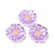 Transparent Epoxy Resin Cabochons, Flower, Violet, 20x21x4.5mm(CRES-S365-21)