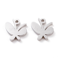 304 Stainless Steel Charms, Laser Cut, Butterfly, Stainless Steel Color, 11.5x10.5x1.5mm, Hole: 1.4mm(STAS-Y002-09P)