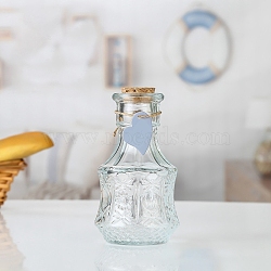 Glass Bead Containers, Wishing Bottles, with Cork, Flower, 8x14cm(PW-WG26113-03)