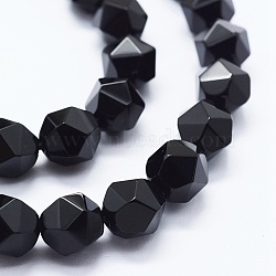 Natural Black Onyx Beads Strands, Dyed & Heated, Faceted, Oval, 10x9mm, Hole: 1mm, about 39pcs/strand, 15.3 inch(G-K260-04C)