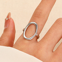 Stainless Steel Oval Cuff Rings for Women, Stainless Steel Color, Inner Diameter: Adjustable, Oval: 2x1.5cm(WH-WG4EA56-02)