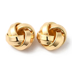 Brass Beads, Knot, Real 18K Gold Plated, 8.5x5mm, Hole: 1.8~2mm(KK-P234-40G)