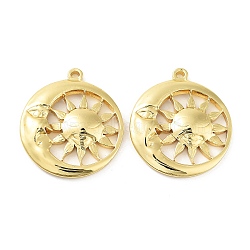 Ion Plating(IP) 304 Stainless Steel Pendants, Real 18K Gold Plated, Moon & Sun, 29x25.5x3mm, Hole: 1.8mm(STAS-F304-01G-02)