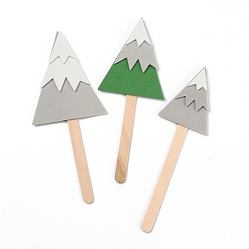 Paper Christmas Trees Cake Insert Card Decoration, with Bamboo Stick, for Christmas Cake Decoration, Colorful, 155~161mm, 3pcs/Set