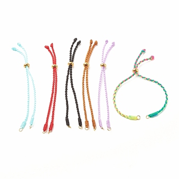 Braided Nylon Thread Braided Cord Bracelet, with Ion Plating(IP) 202 Stainless Steel Beads, for Slider Bracelets Making, Mixed Color, 5-3/8 inch(13.5cm), 0.25cm