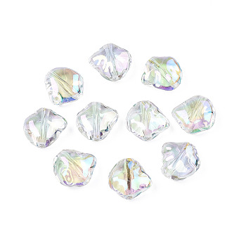 UV Plating Transparent Rainbow Iridescent Acrylic Beads, AB Color Plated, Nuggets, Clear AB, 14.5x14.5x7mm, Hole: 1.8mm