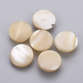 Trochus Shell Shank Buttons, Flat Round, Wheat, 11.5x5mm, Hole: 1.5mm