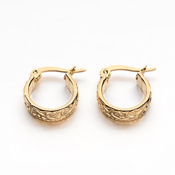 Golden Plated 304 Stainless Steel Hoop Earrings, 16x4x13.5mm, Pin: 1x0.5mm