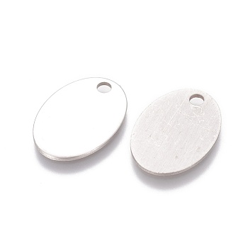 Stainless Steel Pendants, Stamping Blank Tag, Oval, Stainless Steel Color, 24x17x1mm, Hole: 3mm