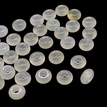 Natural White Agate European Large Hole Beads, Rondelle, 13~14x7~8mm, Hole: 5mm