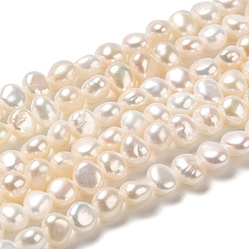 Natural Cultured Freshwater Pearl Beads Strands, Two Sides Polished, Grade 7A, PapayaWhip, 4x4~4.5x3~3.5mm, Hole: 0.5mm, about 89~90pcs/strand, 14.17 inch(36cm)