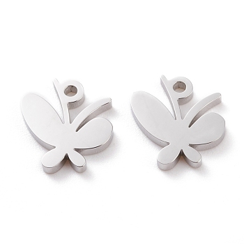 304 Stainless Steel Charms, Laser Cut, Butterfly, Stainless Steel Color, 11.5x10.5x1.5mm, Hole: 1.4mm