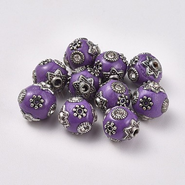 11mm Purple Round Polymer Clay Beads