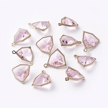 Light Gold Pink Triangle Alloy+Glass Pendants