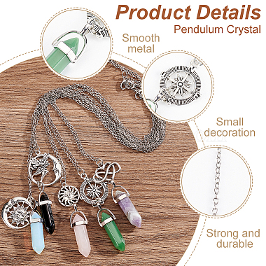 AHADERMAKER 5Pcs 5 Style Glass Imitation Gemstone Bullet Pendant Necklaces Set(NJEW-GA0001-04)-4