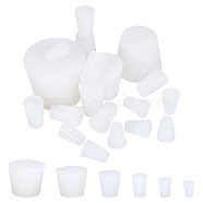 Solid Silicone Test Tube Seal Plug, Reusable Replacement Bottle Stopper, Lab Supplies, Tapered, White, 16.5~37x7.5~45mm, 19pcs/bag(AJEW-BC0003-74)