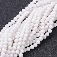Natural Mashan Jade Round Beads Strands, Dyed & Heated, White, 4mm, Hole: 1mm, about 98pcs/strand, 15.7 inch(G-D263-4mm-XS01)