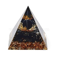 Orgonite Pyramid Resin Energy Generators, Reiki Natural Obsidian Chips Inside for Home Office Desk Decoration, 59.5x59.5x59.5mm(DJEW-D013-02B)
