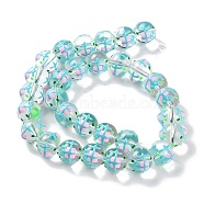 Glass Beads Strands, with Enamel, Round, Pale Turquoise, 12x14x12mm, Hole: 1.3mm, about 30pcs/strand, 13.78 inch(35cm)(GLAA-L047-01)