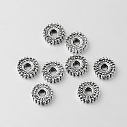 Tibetan Style Alloy Spacer Beads, Flat Round, Antique Silver, 6x1.5mm, Hole: 1.5mm(TIBEB-O004-17)