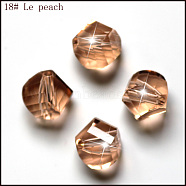 Imitation Austrian Crystal Beads, Grade AAA, Faceted, Polygon, PeachPuff, 10mm, Hole: 0.9~1mm(SWAR-F085-10mm-18)